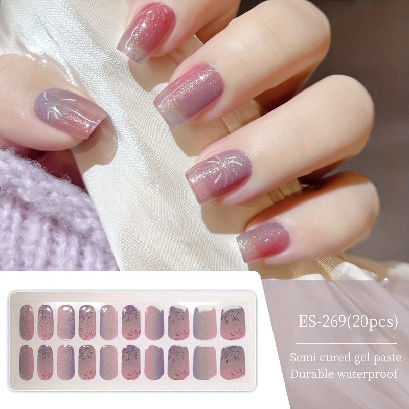 

Semi Cured Gel Nail Wraps With Firework Design, Semi-cured Gel Nail Strips-works With Any Nail Lamps, Salon-quality,long Lasting,easy To Apply & Remove