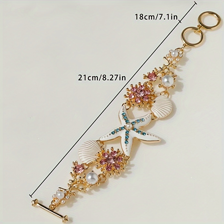 One gorgeous starfish pendant bracelet with shell details and sea coral beads suitable for beach daily wear and ocean vacation style