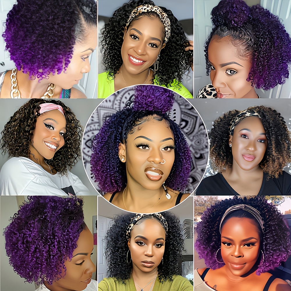 Purple Synthetic Wigs Short Curly Bob Wigs Women Temu