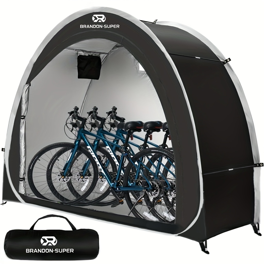 TEMU Bike Storage Shed Tent, Gardening Tool Shed, Outdoor Portable Bicycle Storage Sheds With 210d Oxford Fabric Pu4000 Waterproof For 2/3bikes, Bike