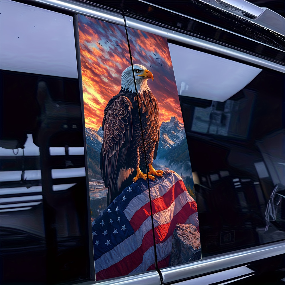 TEMU 2pcss Set Of Flag Pattern Car Stickers: 2pcss Set - Waterproof, Scratch Resistant, Suitable For All Vehicle Models - All Vehicle Accessories And Holiday Decorations, Suitable For Laptops