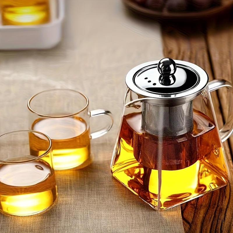 Heat-Resistant Glass Teapot with Stainless Steel Filter