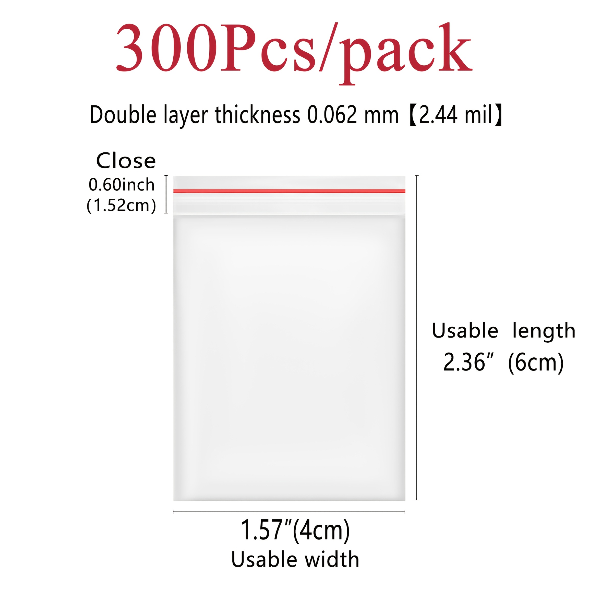 TEMU 300pcs Of Transparent Plastic Gift Packaging Bags, Double-layer Thickness 0.062mm, Transparent Sealed Bags, Multiple Specifications&, Reusable