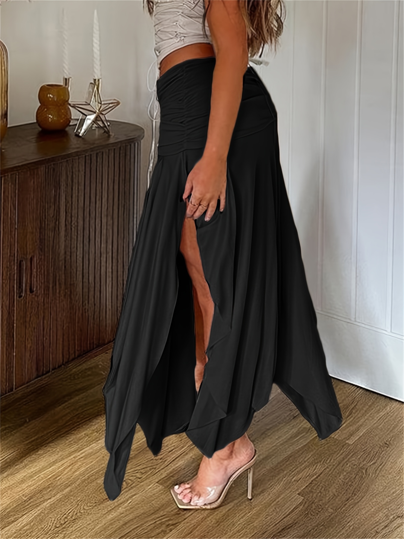 Irregular a-line skirt with high waist S003