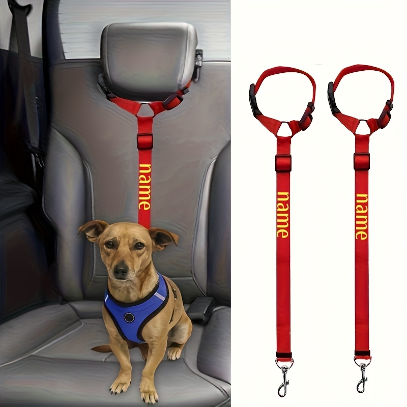 TEMU Custom Embroidered Tags, Adjustable 2-in-1 Dog Car Seat Belt, Comfortable Dog Car Safety Harness, Use This Backseat Leash And Loop To Your Furry