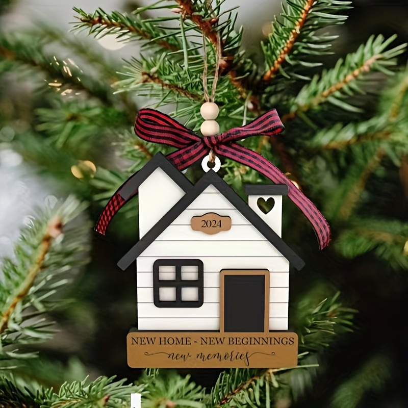 

1pc, 2024 Home Relocation Decoration Wooden House, Home Christmas Holiday Decorations Housewarming Gifts Home Furnishings Ornaments