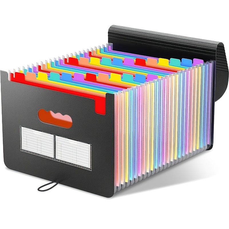 

A Colorful 25-pocket Expanding File Folder With A Large Capacity, Made Of Pp Material, Suitable For Document Storage For Office And Students, Equipped With A Secure Clasp.