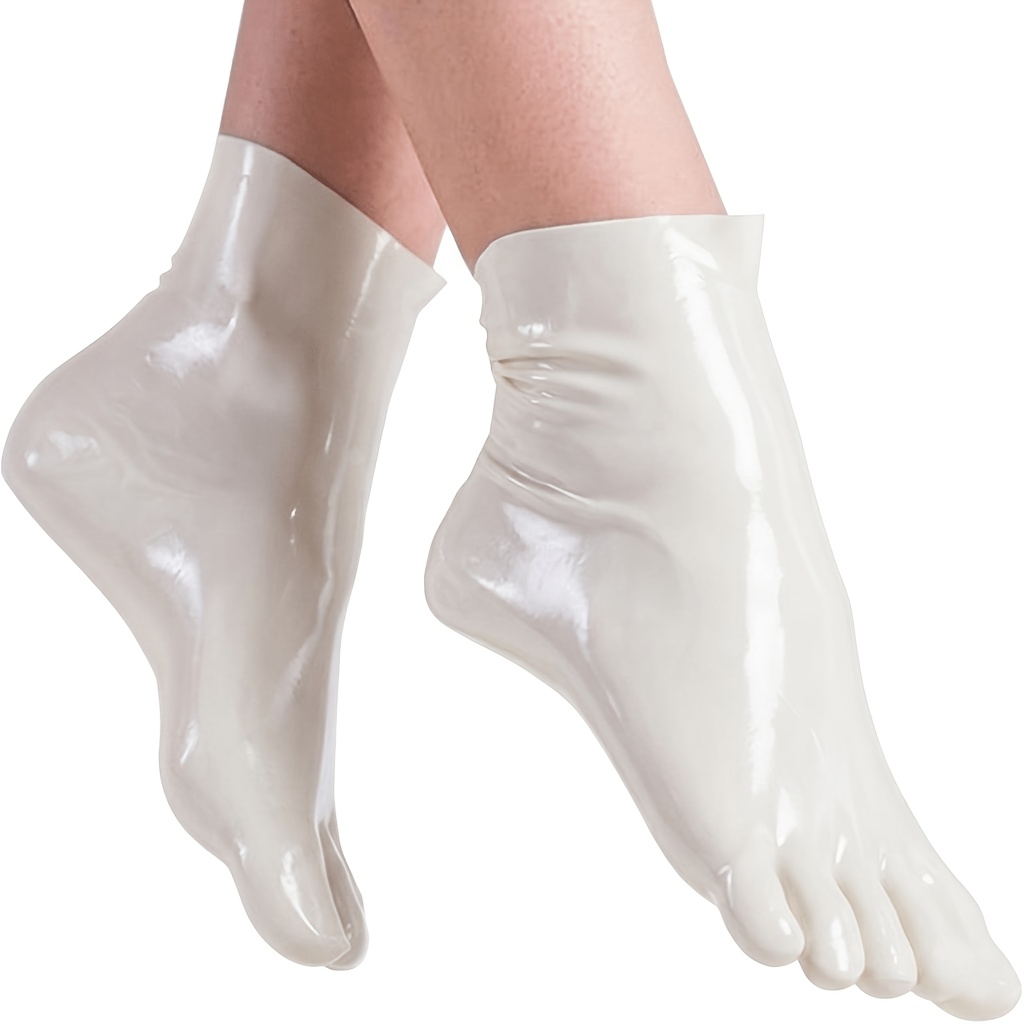 Image of Glossy Wet Look Five-toe Ankle Stockings Suitable For Masquerade, Cosplay, Halloween Parties, Stage Performances - European Themed Footwear For Costume