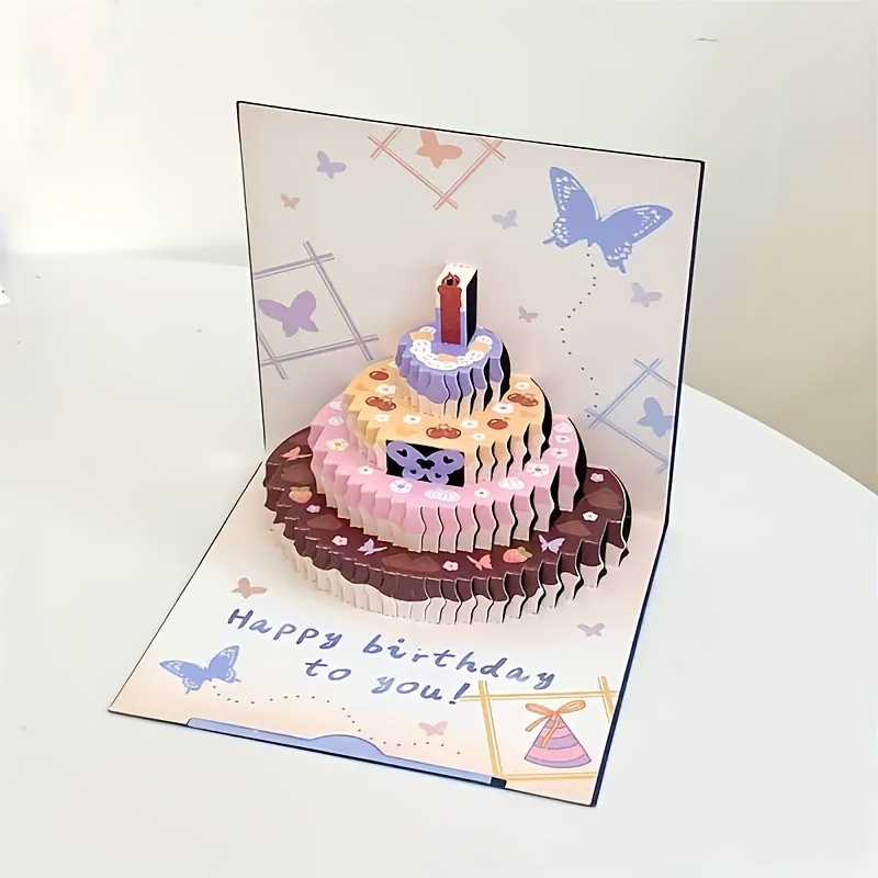 Image of 1 Set Of Pop-up 3d Birthday Cards With Cartoon Elements, Including Envelope Greeting Cards And Small Card Creative Greeting Cards, Suitable For Thanksgiving, Factory Direct Wholesale