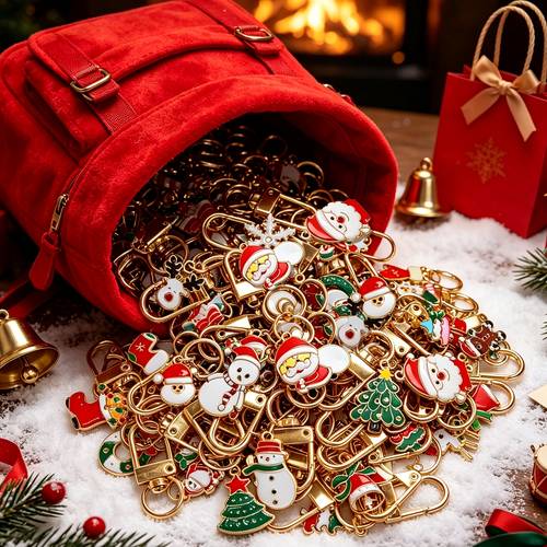 34pcs christmas keychain set random patterns including santa claus christmas trees and other cute charms suitable for bag charms keychains backpack accessories car pendants and other daily decorations ideal for holiday gifts and party
