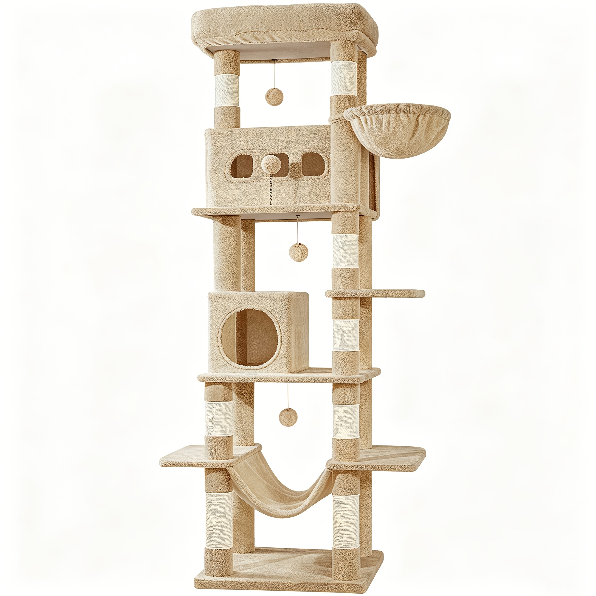 TEMU Xxl Large Cat Tree Tower Suitable For Large Cats & Multi-cat Households, Indoor Cat Tower With 8 Sisal Scratching Posts, Extra-large Viewing
