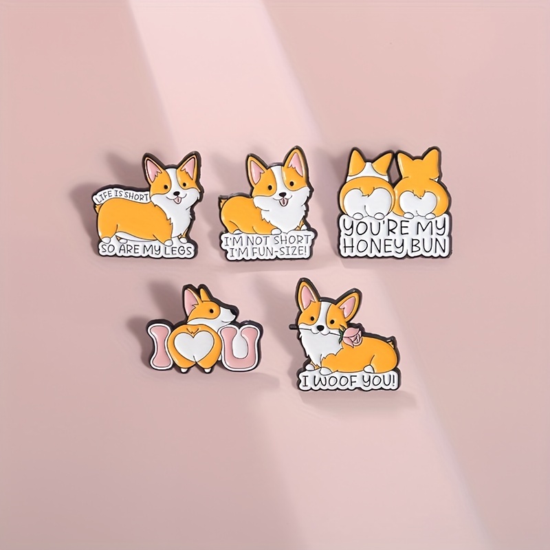 

1/2/3/5pcs, Cute Corgi Enamel Pins – Cartoon Style, Fashionable Dog Brooches, Unisex Metal Badges For Clothing And Backpacks, Gift Accessories, Multifunctional Decorative Pins