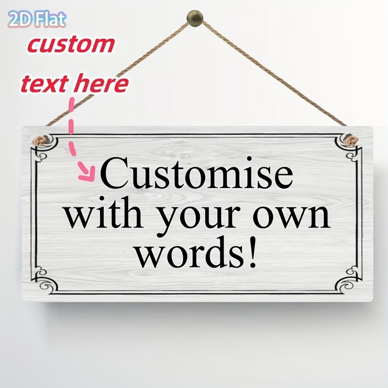 TEMU Customizable Vintage Plaque - Personalized Text/phrases, Elegant Thick Line Decoration, No Power Needed - Artificial Wood Sign For Home, Office,