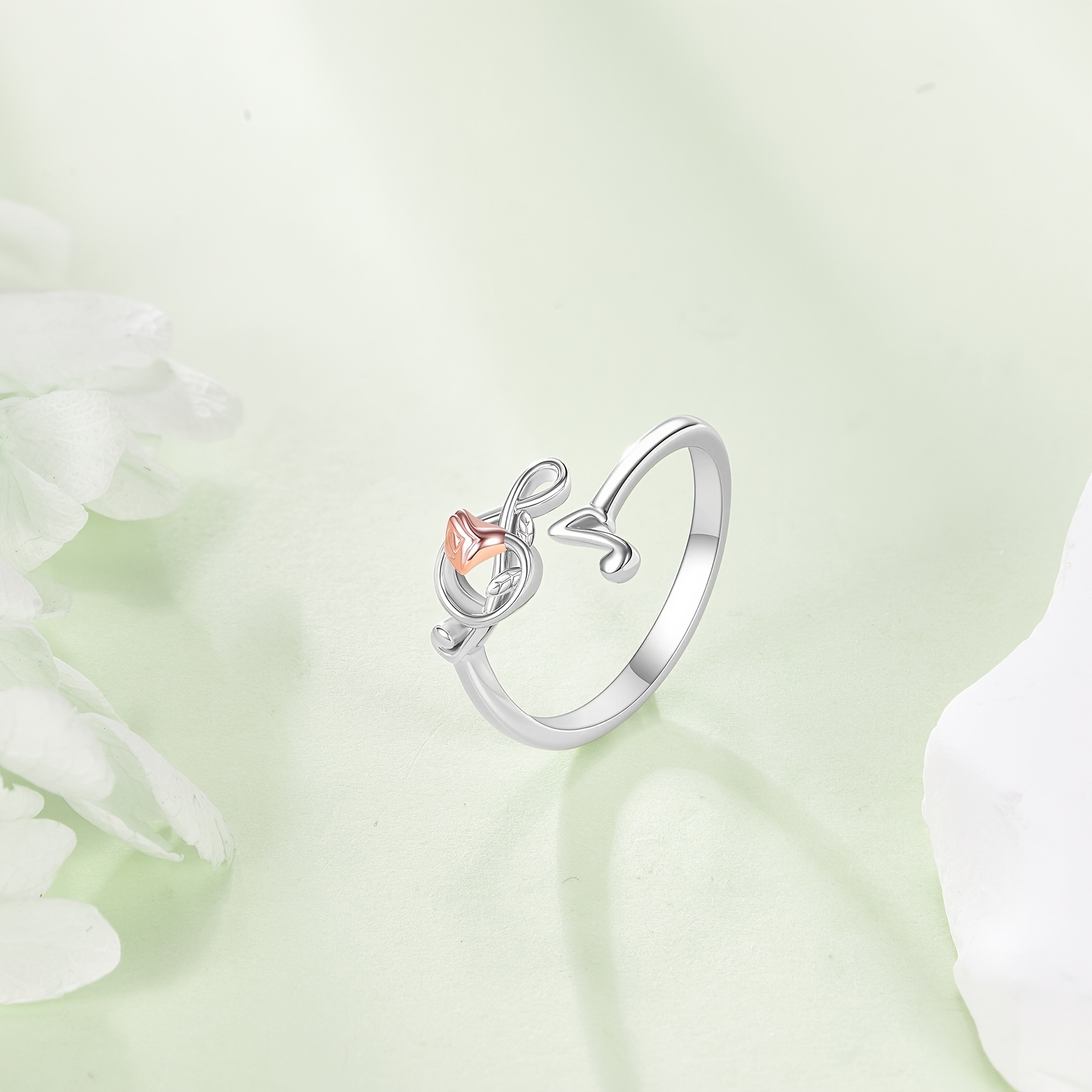 Women's Adjustable Music Note Ring in 925 Sterling Silver — Gift for Music Lovers