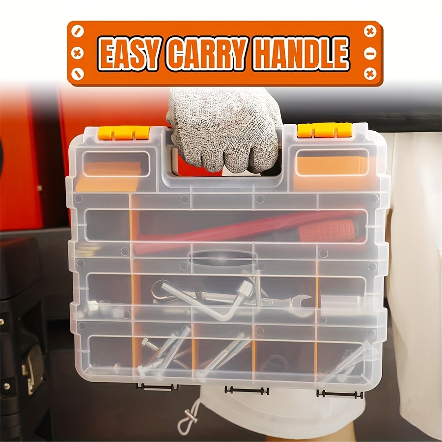 

1pc Small Parts Organizer, 34 Compartment Double-sided Parts Organizer, With Removable Dividers, Suitable For Hardware, Screws, Bolts, Nails, Etc