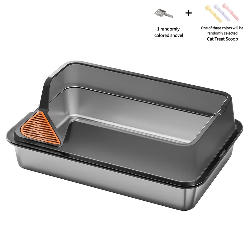 TEMU Jumbo Semi-enclosed Cat Litter Box/high Walls & Splash Guard/durable Easy-clean Litter Pan For Multi-cat Households/cat Litter Box Extra