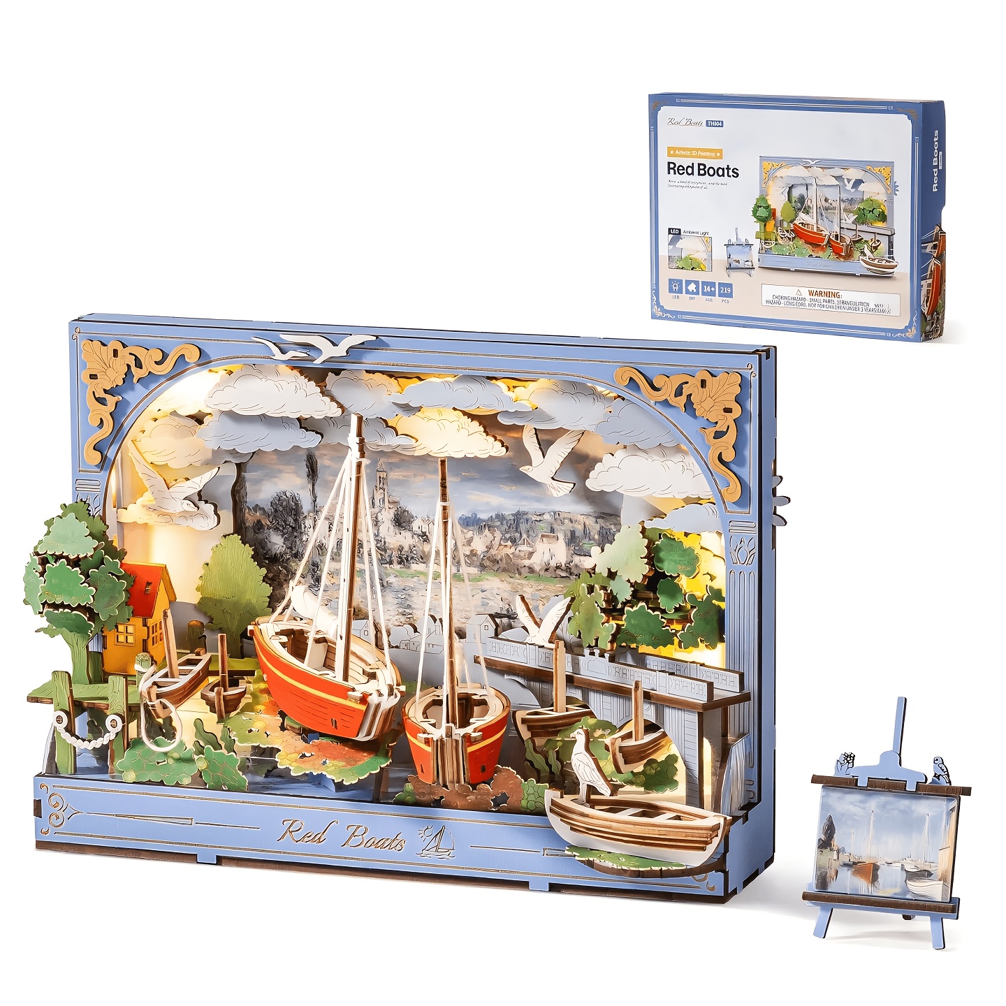Robotime 3d Wooden Puzzle, Diy Ship Model Building Kit With Led Light, Decor & Christmas Decorations Room Decor Wall Decor Desk Decor