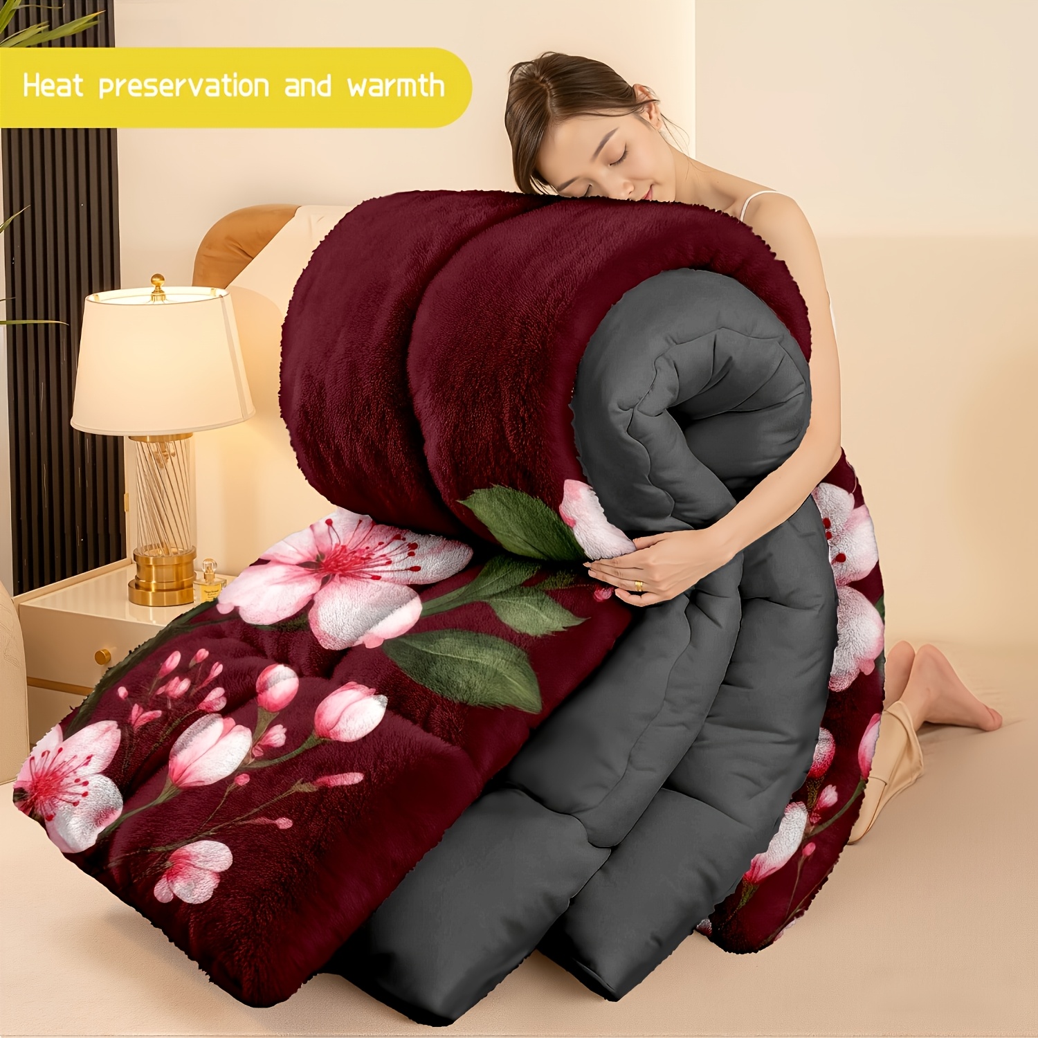 TEMU 3pcs Set (1 Comforter   2 Pillow Covers) Featuring A In Flannel And Milk Velvet, Providing And Warm Bedding For Adults, Perfect For A Cozy And