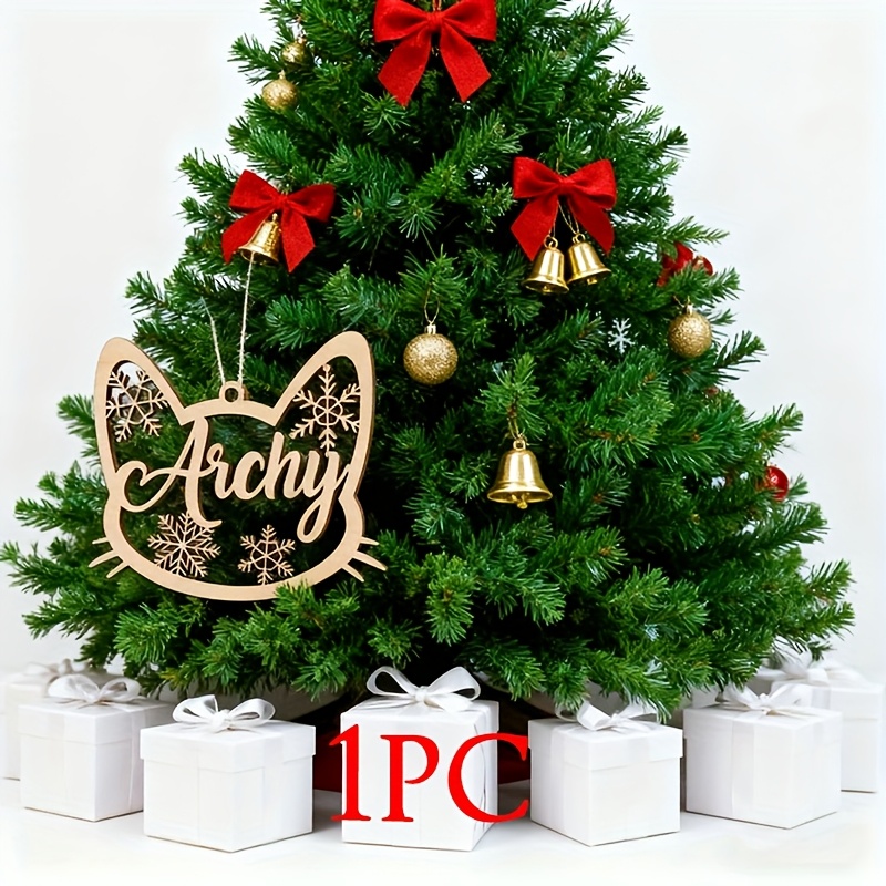 TEMU 1 pz/3 pz Ornamenti Natalizi Personalizzati in Legno, Motivo a di Gatto al Laser, Decorazione Festiva, Regalo di Natale, per Decorazioni Festive