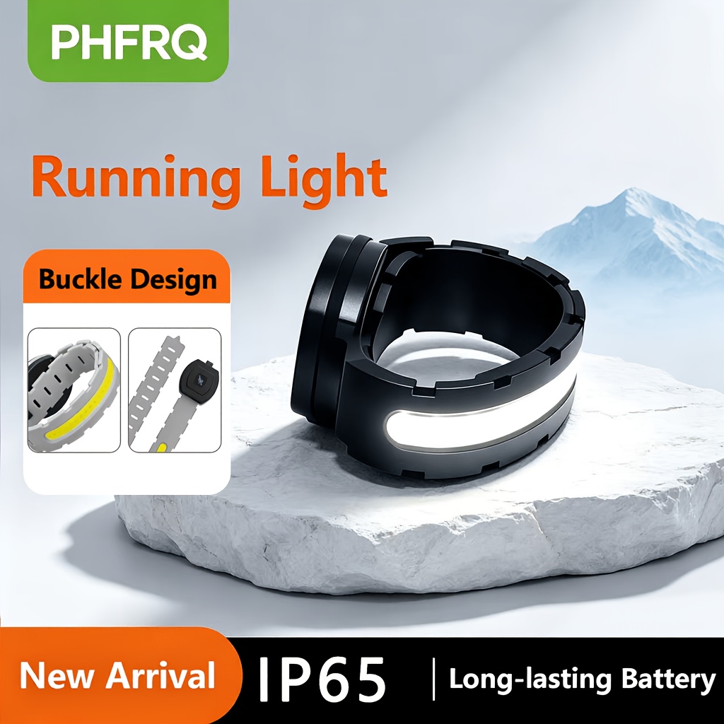TEMU Cob Led Running Armband Light With 3-level Lighting Modes, Outdoor Wristband Light, Ip65, Anti-slip Adjustable Design, Long-lasting Battery,