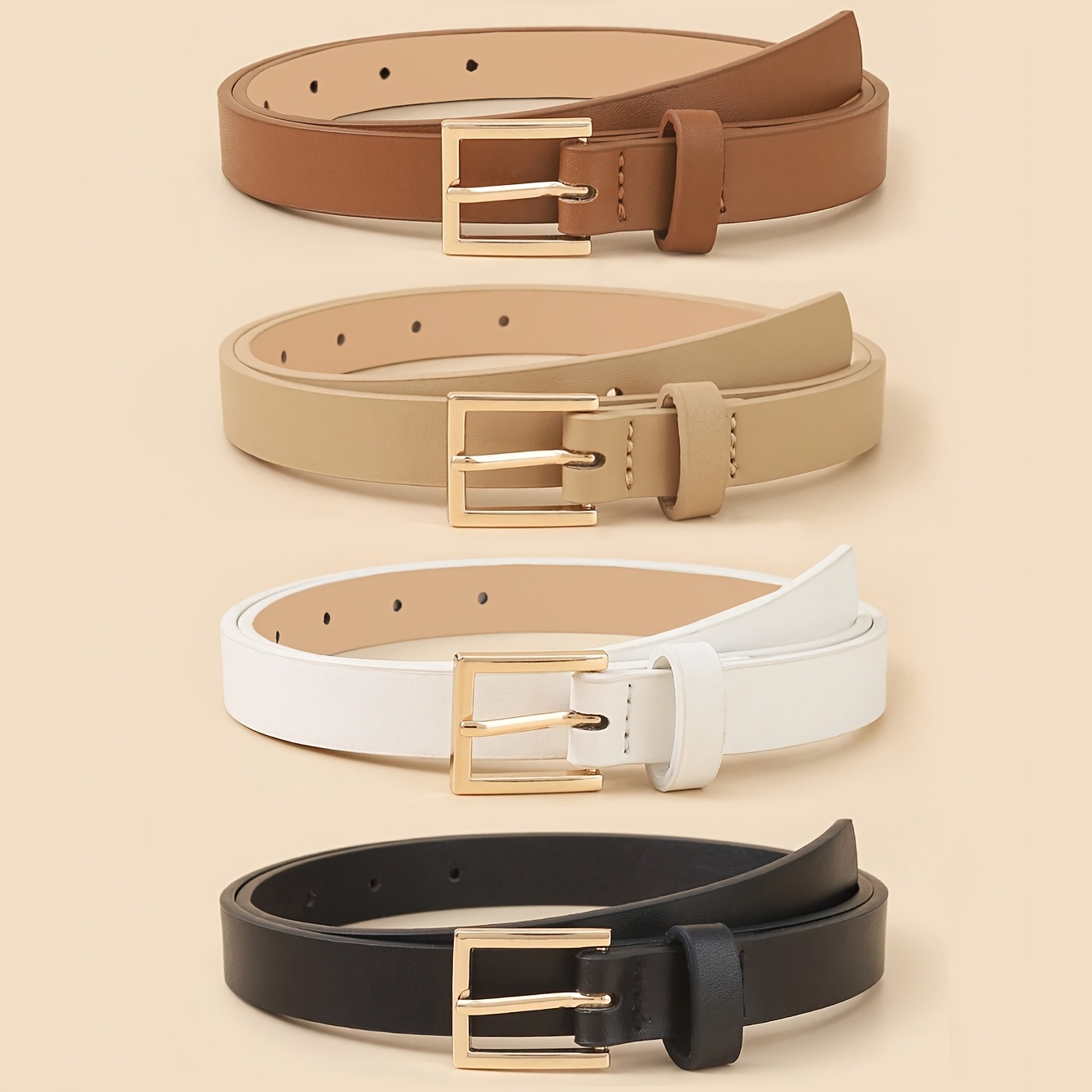 TEMU 2/3/4 Minimalist And Stylish Women' Belt, Solid Color Elegant Women's Dress Pants Belt, Retro Casual Women's Belt, Preppy Style Belt, Suitable