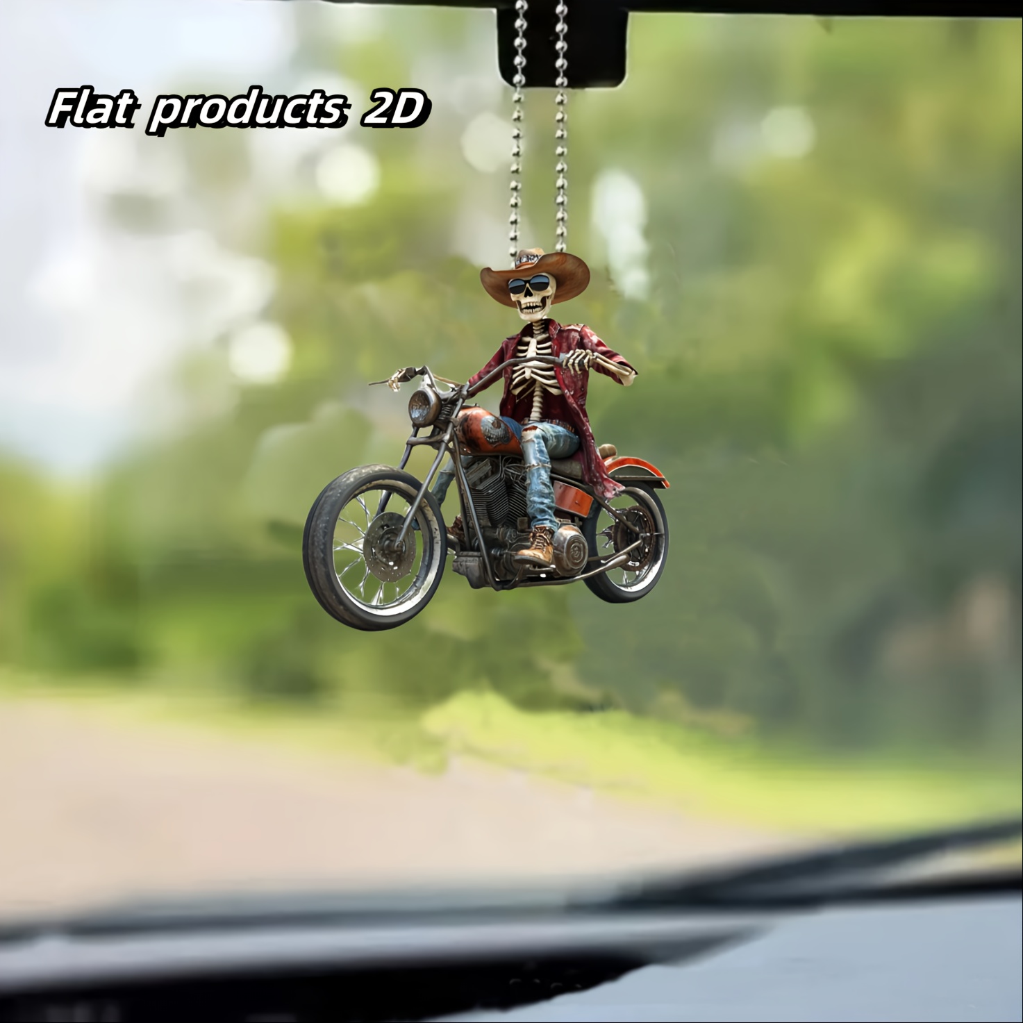 

Skeleton Riding Vintage Motorcycle Acrylic Hanging Ornament - Flat 2d Design For Car, Keychain, Christmas, Halloween, Home & Party Decorations - Gift