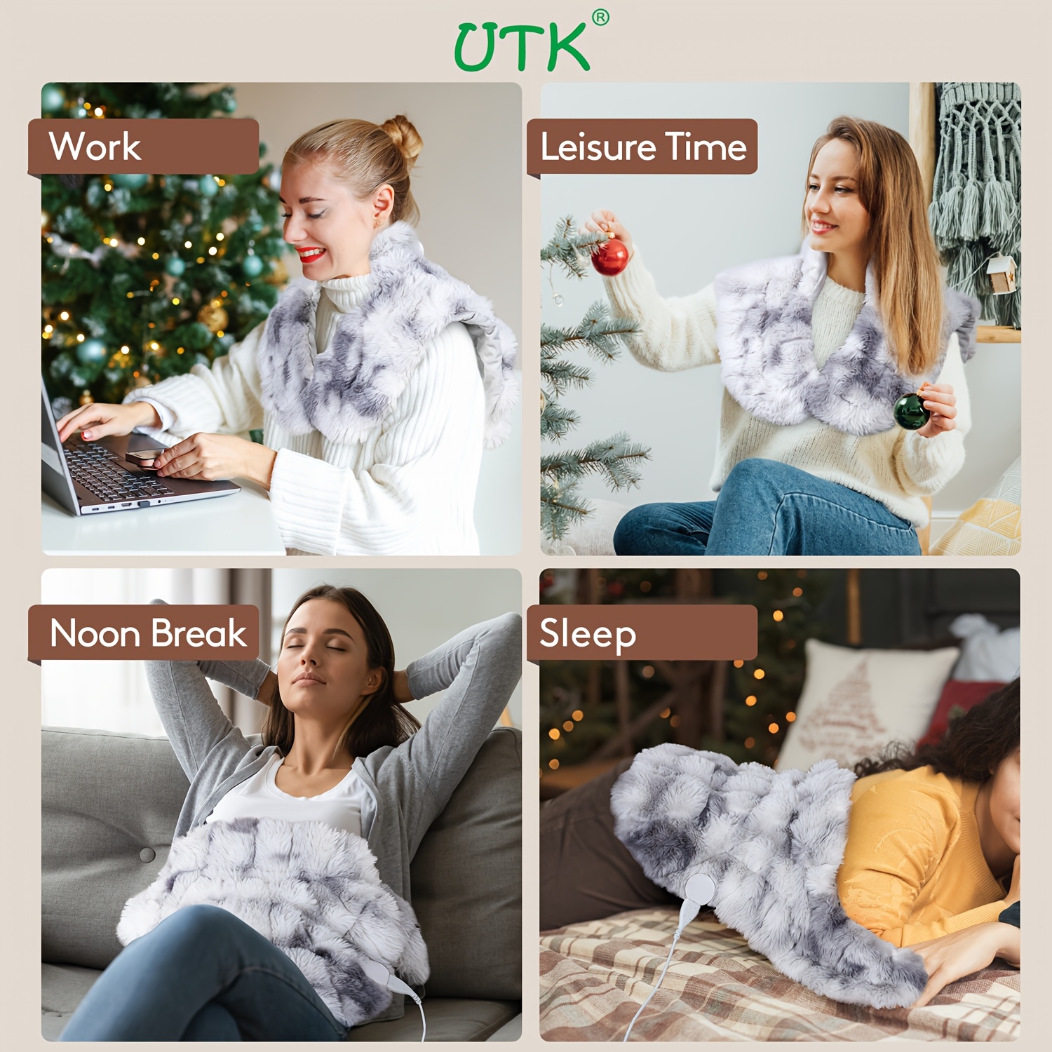 utk weighted heating pad for neck and shoulders and back 24 x 20 extra large heated neck shoulder wrap electric neck and shoulder heat pad with auto shut off 6 heat settings christmas gift for men women mom dad Product details 4