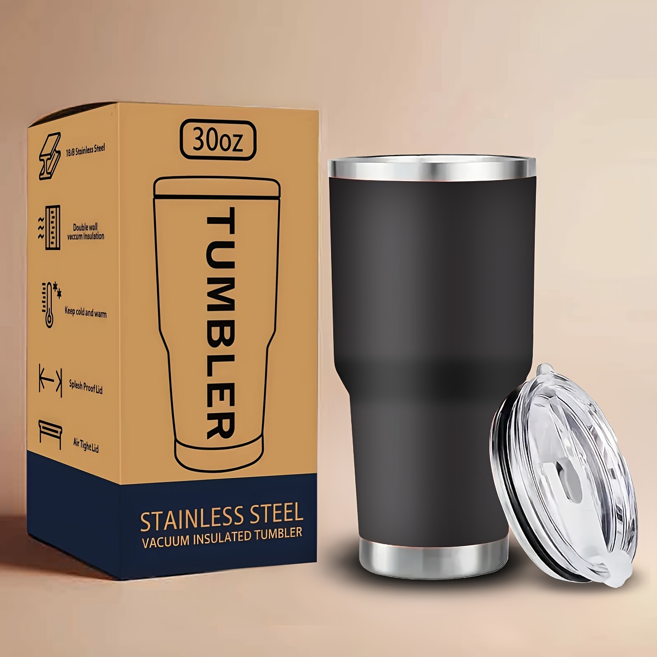 

30oz Stainless Steel Insulated Travel Mug With Lid - Double Wall Vacuum Coffee , Shatterproof, -proof, Ideal For Car Use, Perfect Gift For Day, Thanksgiving, Christmas, Halloween