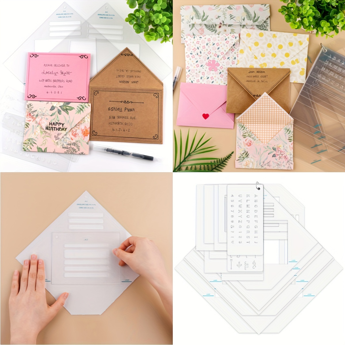 

16pcs Envelope Template Set With Key Ring - Diy Tear-off Envelope Making Kit For Wedding, Birthday, Graduation - Durable Crafting Guide For Unique And Personalized Envelopes - Easy-to-use Closure