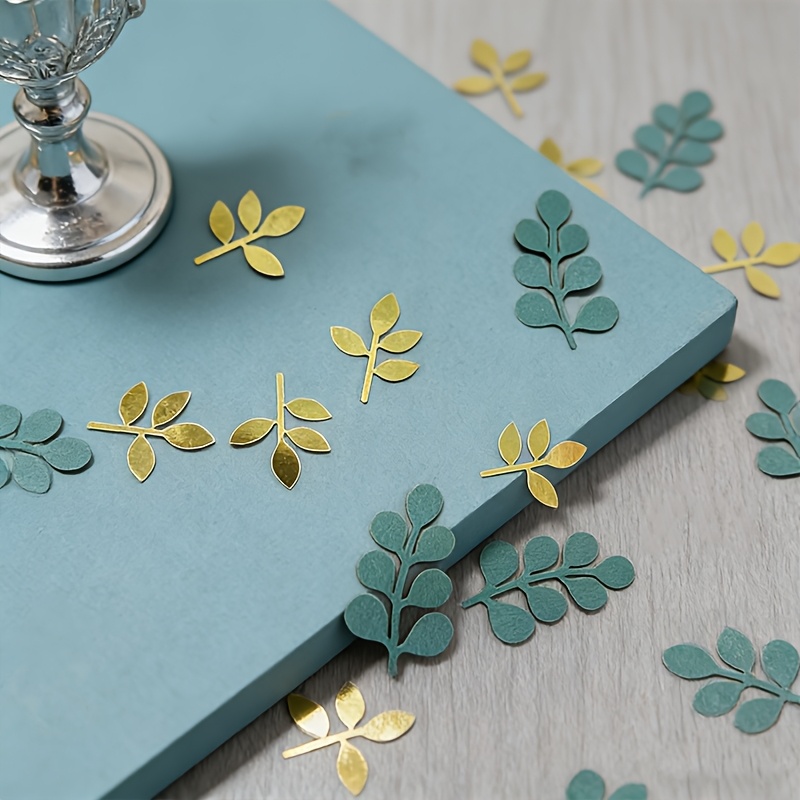 Image of 100pcs Golden And Green Leaves Party Decoration Confetti Table Decoration Atmosphere Props Suitable For Parties Birthdays Weddings Confetti