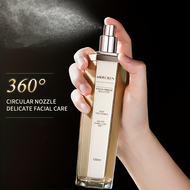MERCILEN Collagen Boosting Makeup Spray - Hydrating & Moisturizing with Shea Butter, Hyaluronic Acid & Niacinamide, Fragrance-Free for All Light Beige Types, Men & Women, Daily Skincare, Sleek Bottle Design, Niacinamide Enriched