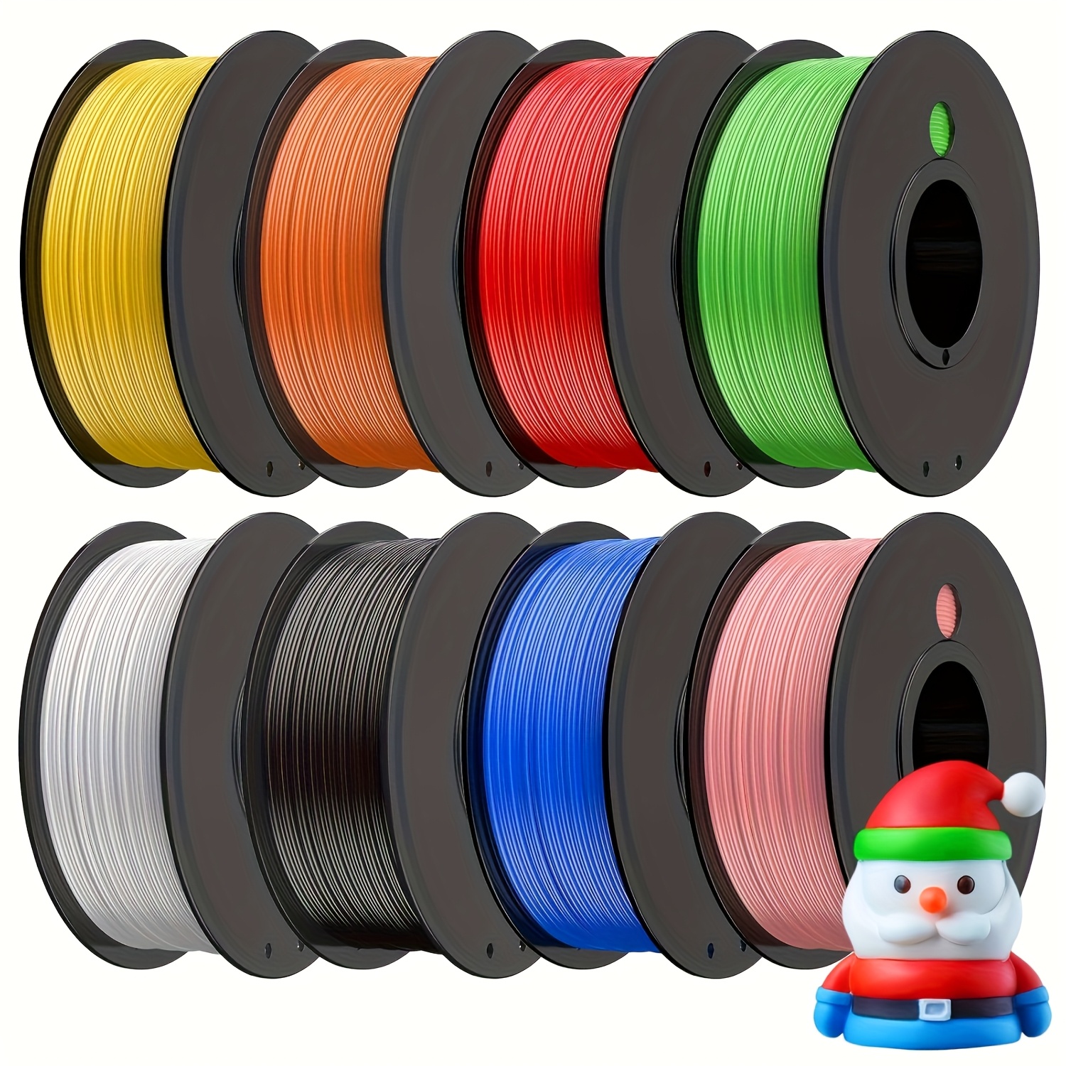 TEMU 8 Packs Pla 3d Printer Filament 1.75mm Bundle | Colors: Black, White, Red, Yellow, Pink, Blue, Orange, Green | 0.25kg Per Spool, 2kg Total