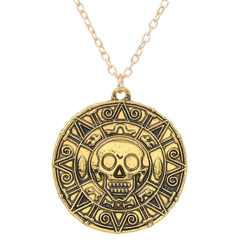 TEMU Collar con colgante de calavera de pirata y 1