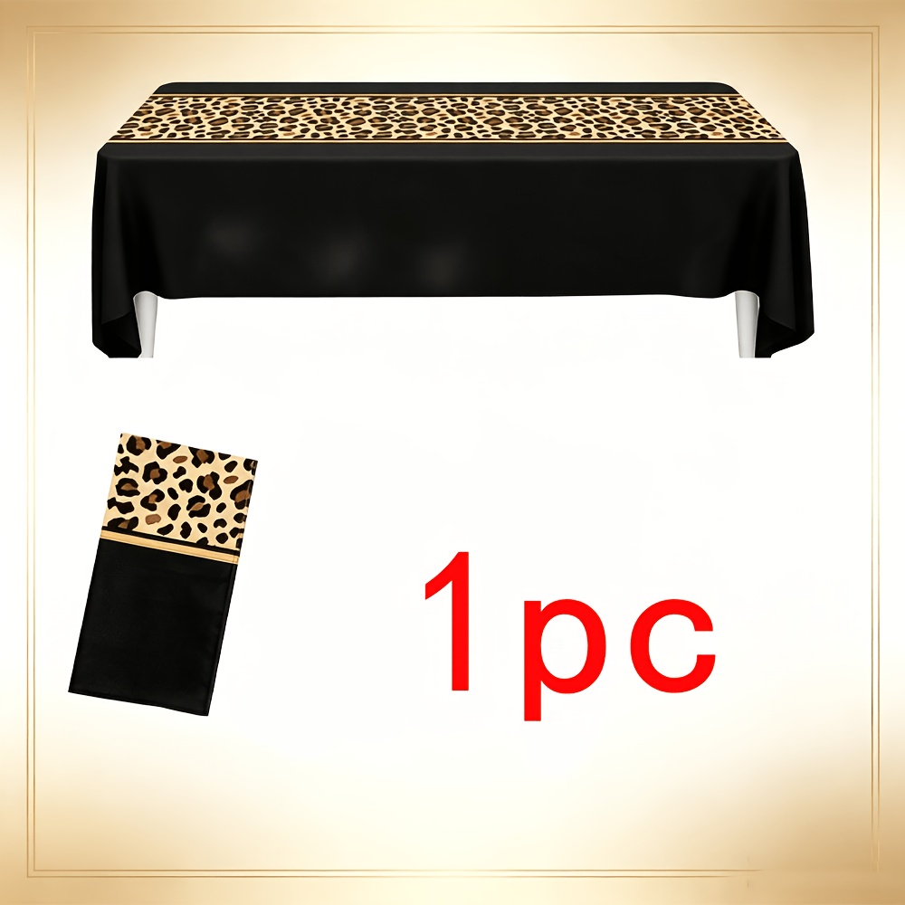 TEMU Nappe rectangulaire jetable en PE, 1 pièce, motif imprimé léopard, 220*130cm, style vintage élégant européen et américain, décoration de