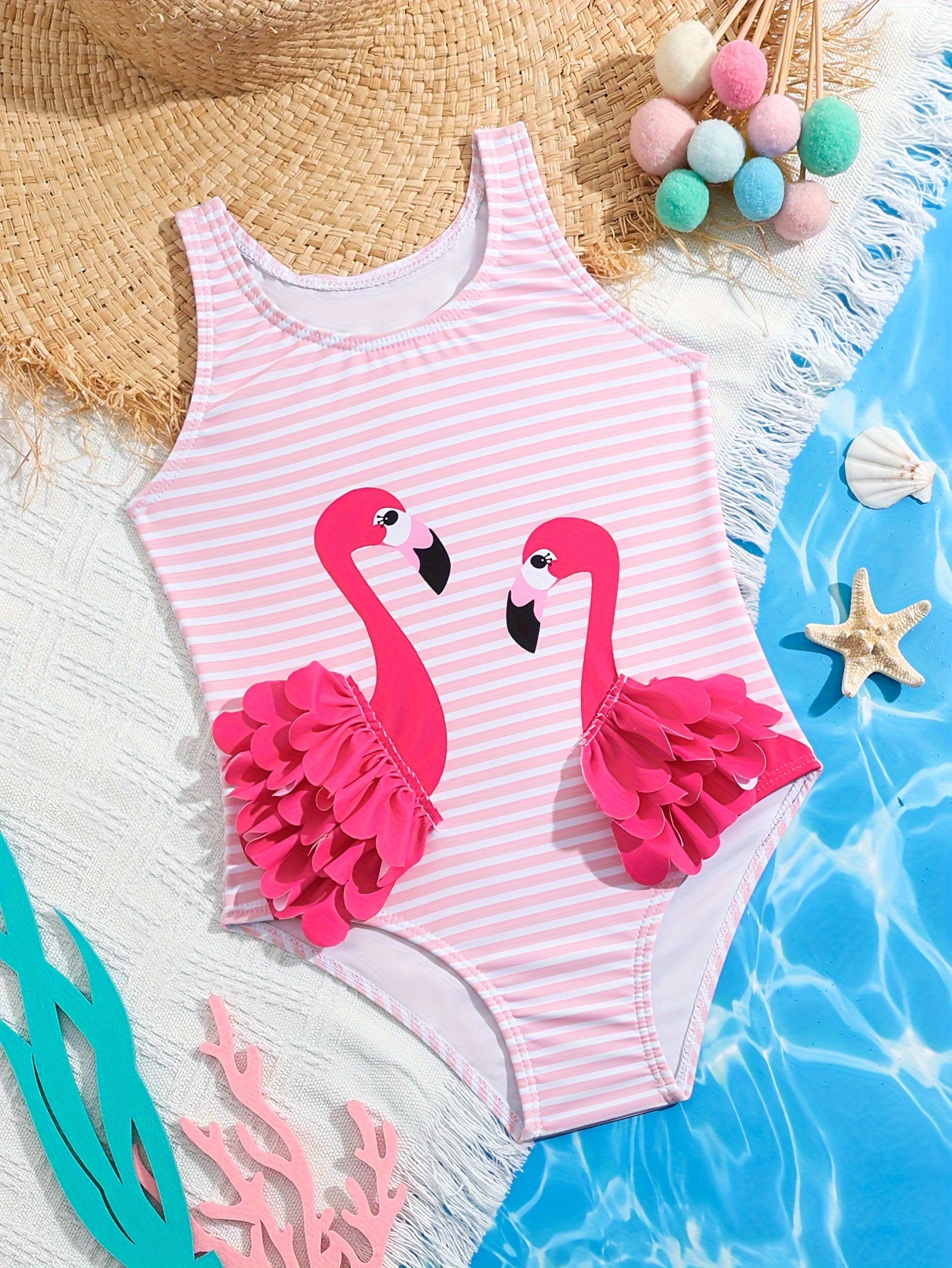 Baby fashion girl flamingo bathing suit