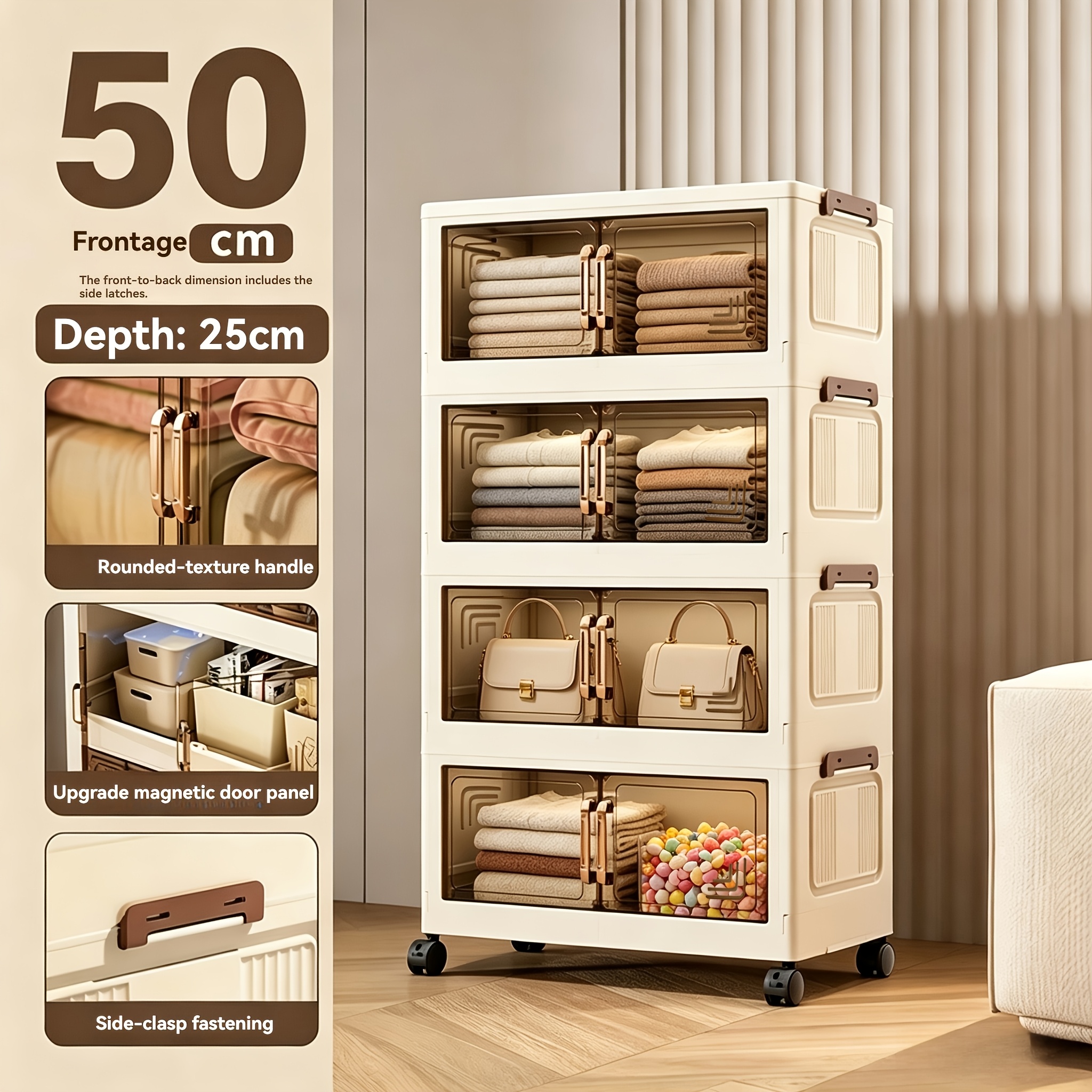 Plastic Multi-Layer Foldable Storage Cabinet for Hallway & Entryway