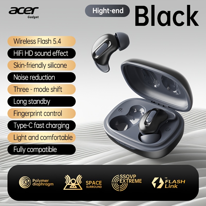 Image of [acer Official Genuine] Tws Wireless Headset Anc Active Noise Cancellation Ultra Long Running In-ear Low Latency Gaming Mode Hifi Audio Lightweight Touch Stylish Design Long