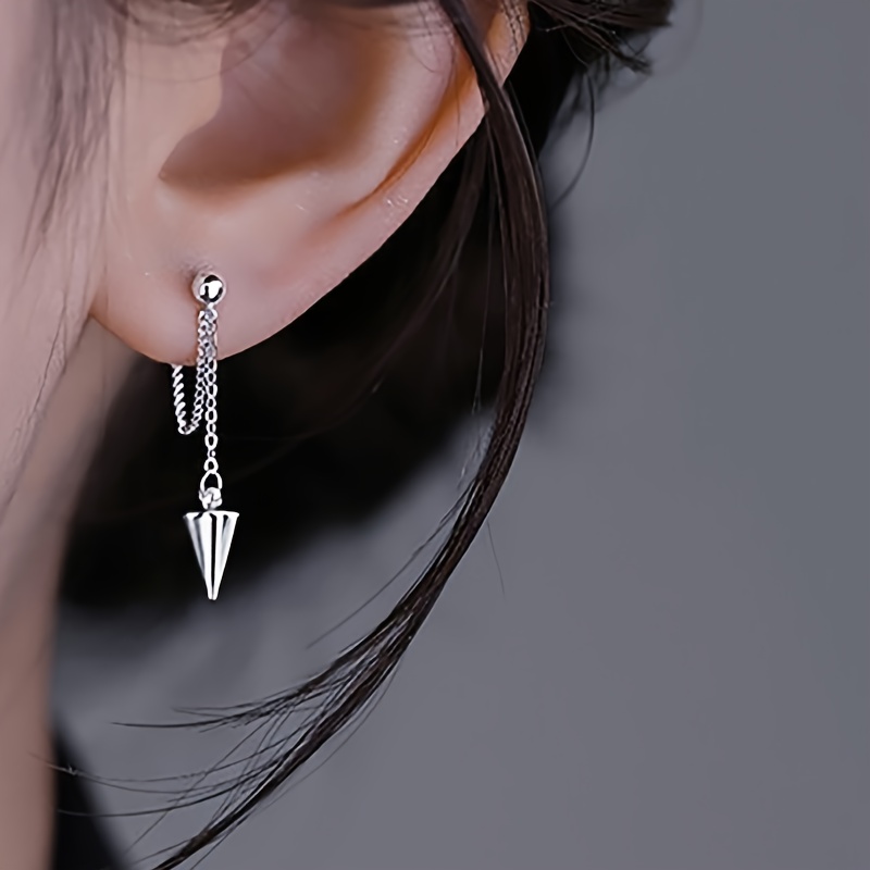 Stainless Steel Pointed Cone Pendants Earrings