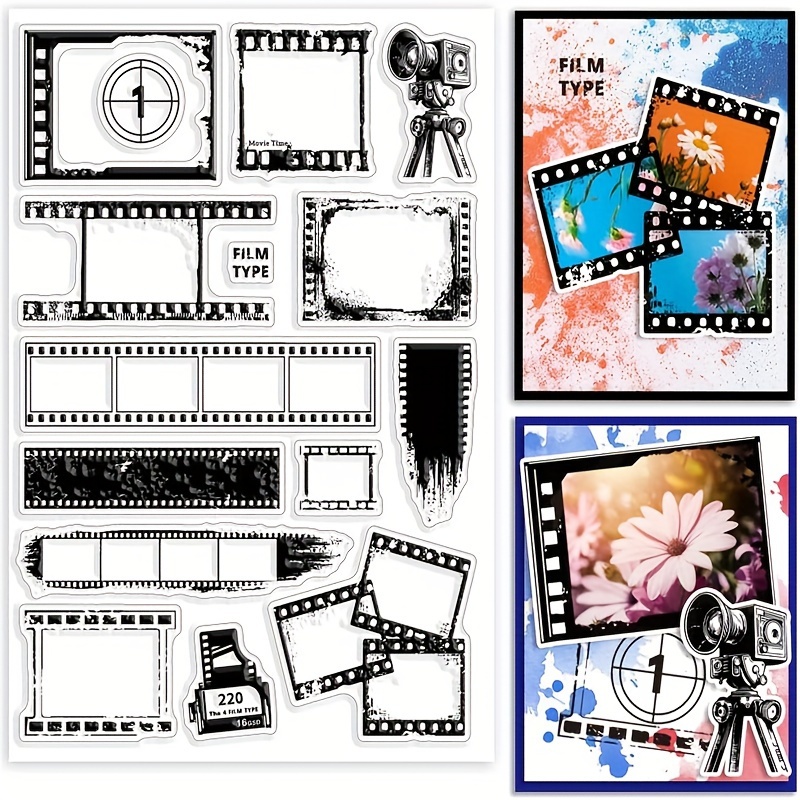 

1pc Vintage Filmstrip Stamp Set Pvc Material For Scrapbooking Background & Card Making Drawing Supplies