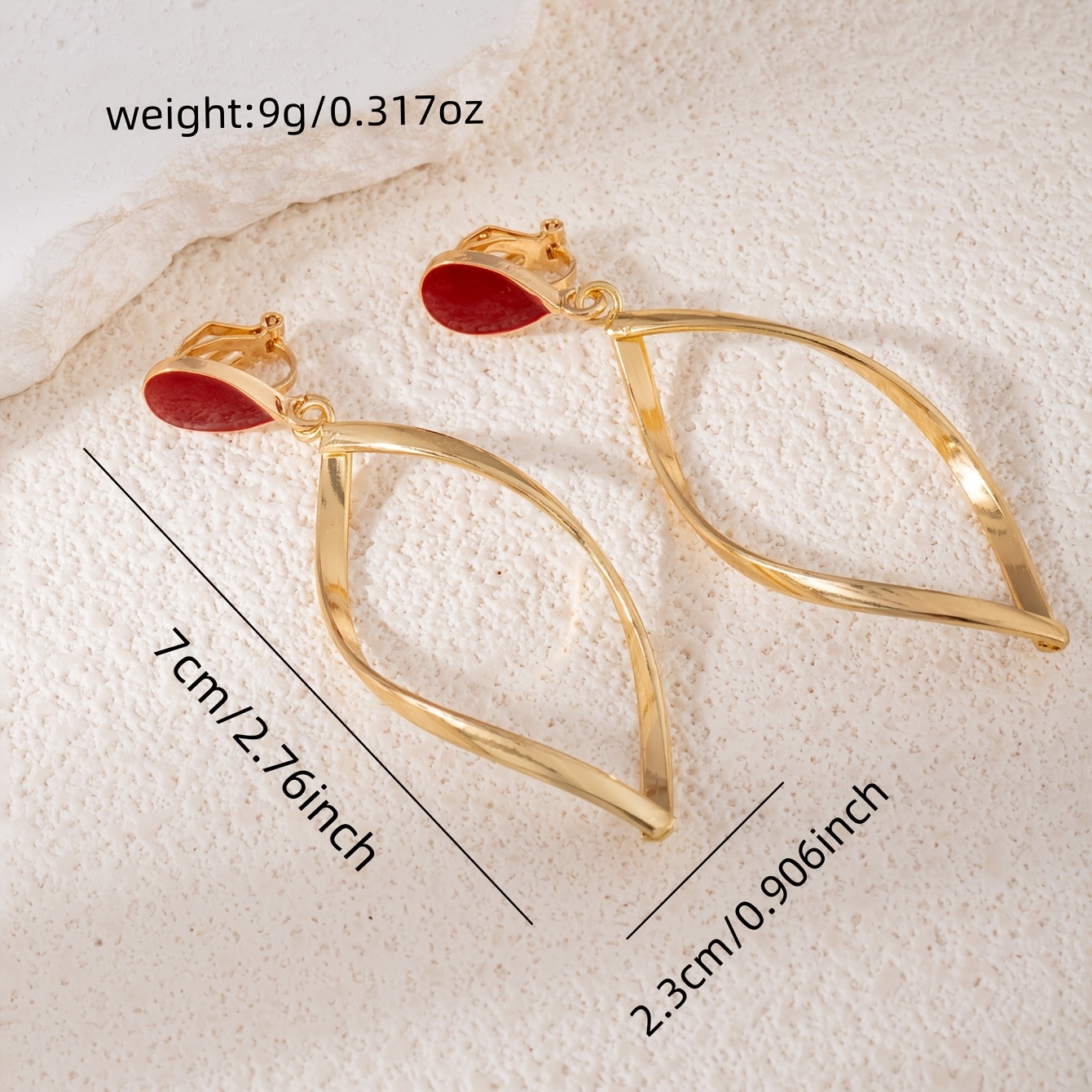 Women's Golden Dangle Clip-On Earrings, No Piercing Required