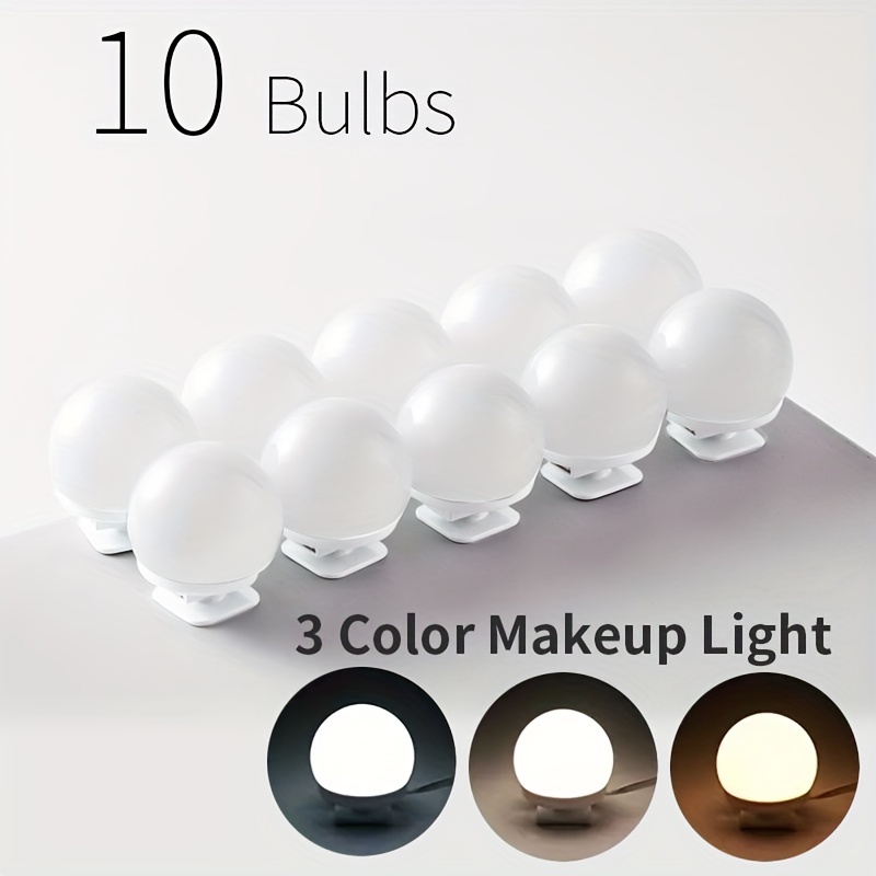 Luci per specchio da Trucco Hollywood con Cavo USB, 10 LED Make up  Lampadine Dimmerabili per Trucco, 3 Modalità Colore e 10 Livelli di  Luminosità : : Illuminazione