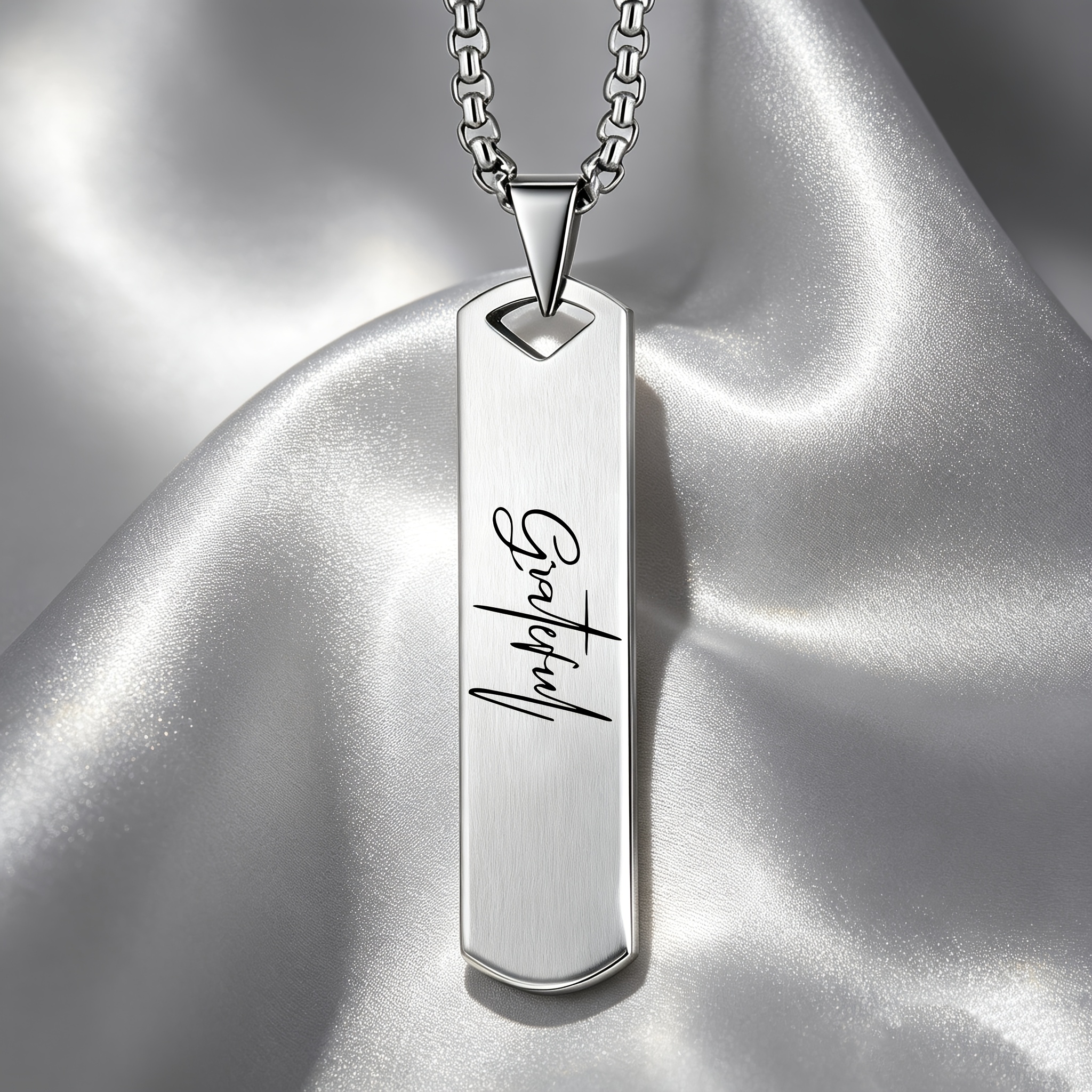 "Grateful" Artistic Font Design Pendant Necklace