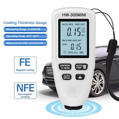 medidor de grosor de pintura 0-2000um, probador de pintura para coche calibración automática fe/nfe, almacenamiento de lcd retroiluminado, regalo de navidad san valentín para hombres