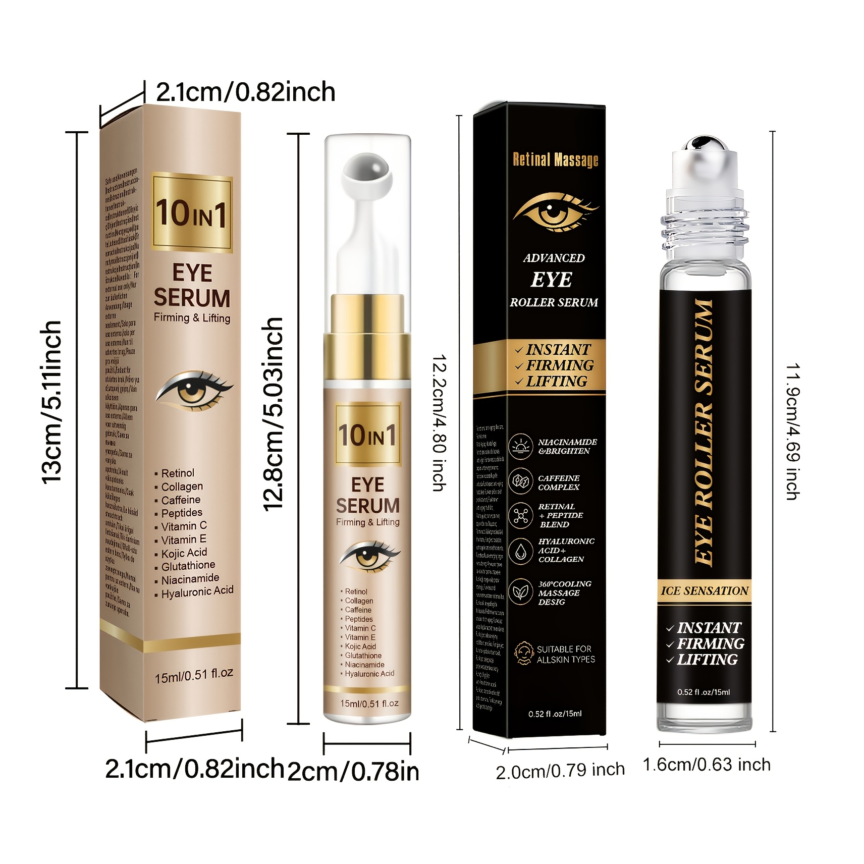 Image of 2pcs [for Puffiness And Dark Circles] 10-in-1 Eye Cream With Multi- Plus+, Quick Lifting, 99% Flattening, For Puffy Eyes And Dark Circles, Eye Bags, Wrinkles, Results In A Few Days, Area, Light Beige