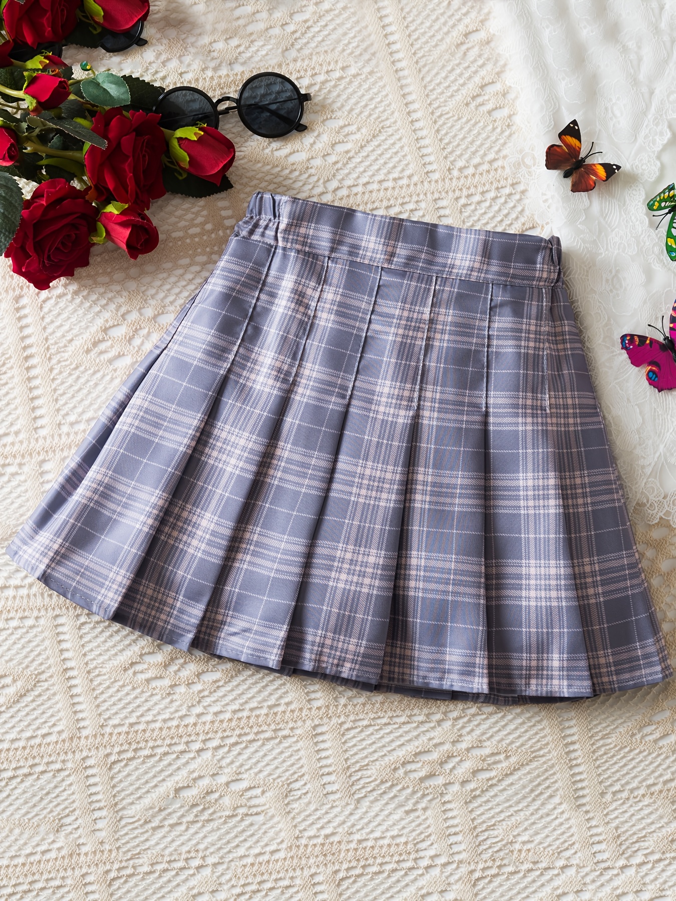 Pleated winter a line wool skirt women 4755