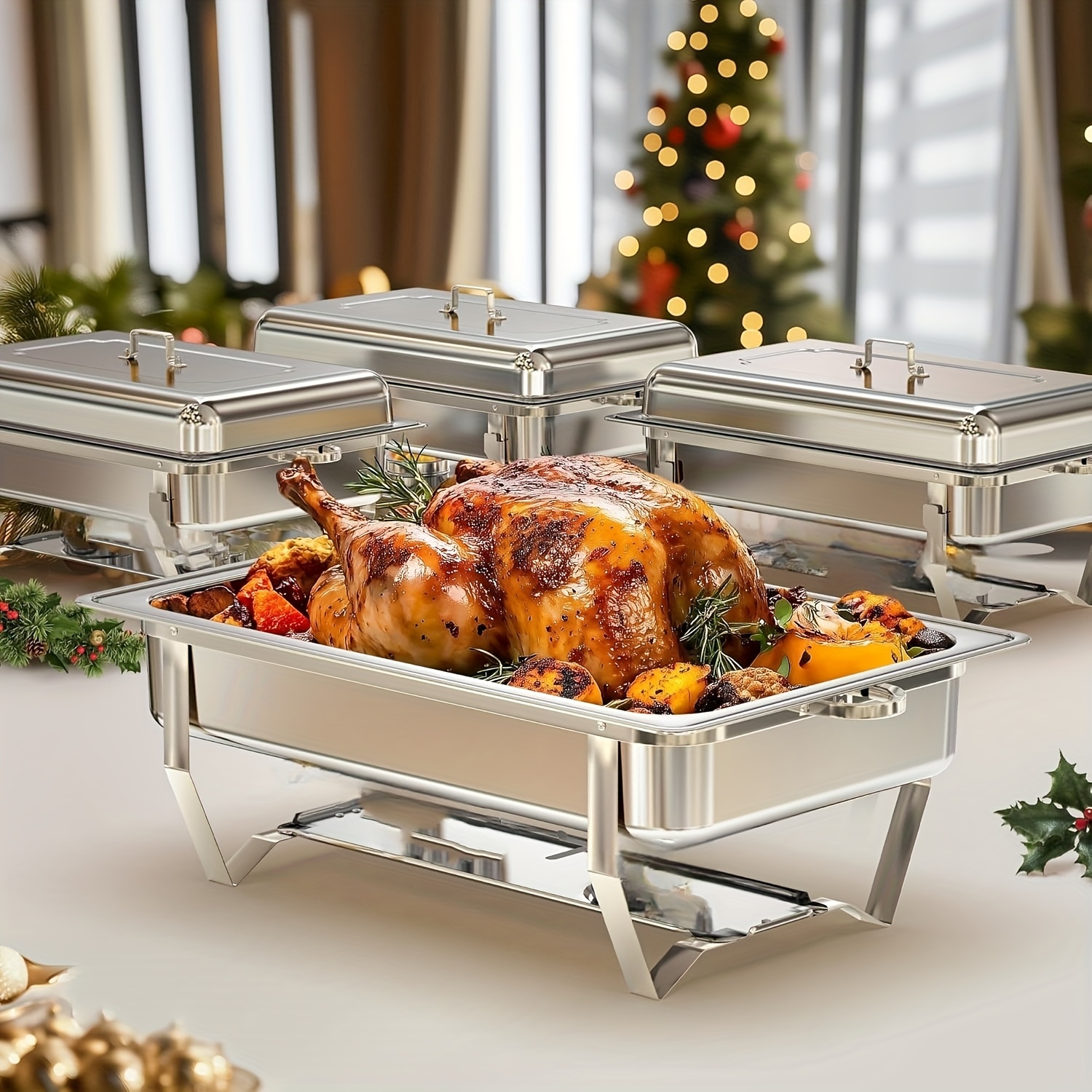 4-teiliges Chafing Dish Buffet-Set – Je 5 QT, Edelstahl Silber, Zum Warmhalten Von Speisen