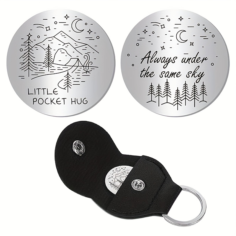 TEMU 1 Mini Pocket Hug Keychain, Pu Leather Key Accessory With Message, Inspirational Gift For Friends, Family, Or Long-distance Couples To Carry Love Anywhere