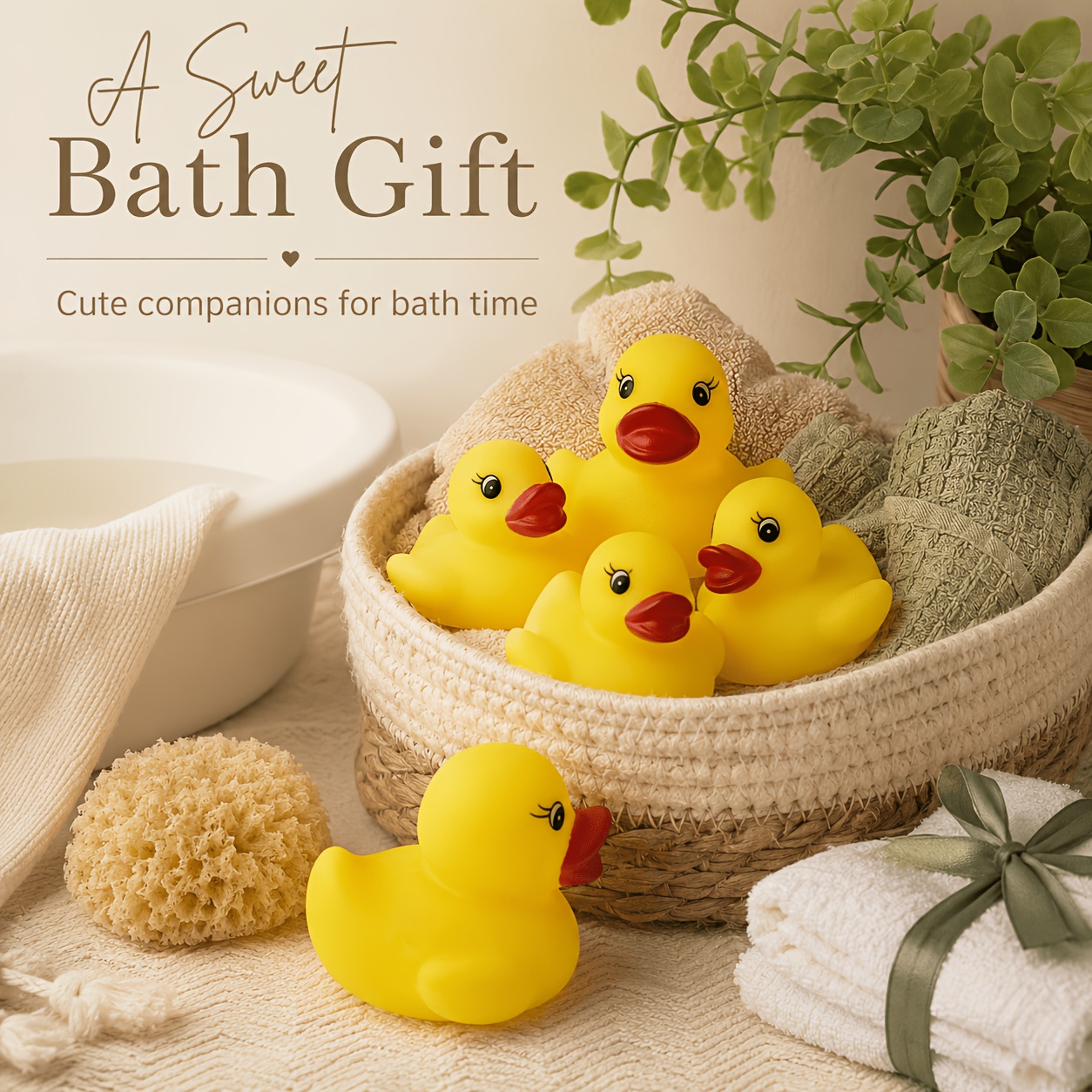 4/6pcs Small Yellow Duck Baby Bath Toys