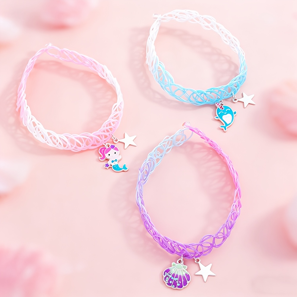 TEMU 3pcs Mermaid Shell Pendant Necklace Set For Girls, Cute Bff Sister Fashion Jewelry Additions, Novelty Delicate Gifts For Festival Birthday For
