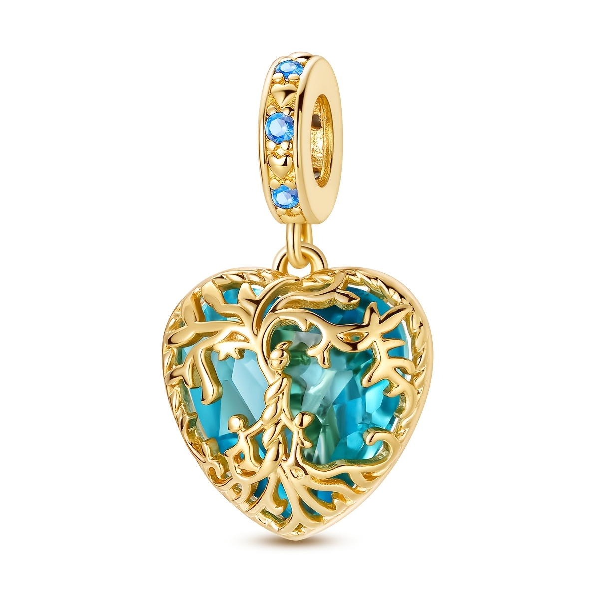E-shop 18K vergoldeneter Zirkonia Baum des Lebens Anhänger für 3mm Armband Halskette Perlen Anhänger Ideal für Familiengeschenke Tägliches Accessoire